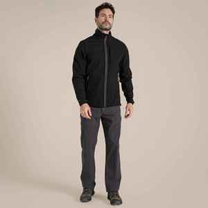 Veste en polaire noire pour homme, col montant, fermeture éclair, couleur unie, polyester, vêtement d'automne, coupe classique, respirante - Product Image 1