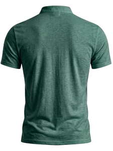 Men's Slim Fit Short Sleeve Knitted T-Shirt Solid Color Casual Anti-Wrinkle Spandex/Cotton Customizable Green Summer 200 Grams - Product Image 4