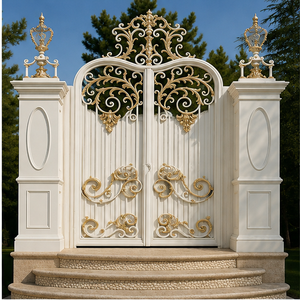 Portail de villa classique en fer forgé |   Portail d'entrée en acier décoratif sur mesure, galvanisé, finition thermolaquée, protection pour la maison - Product Image 1