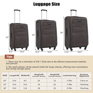 Set di valigie da 3 pezzi espandibile in Softside borsone da viaggio leggero con Spinner in posizione verticale per viaggi - Product Image 2