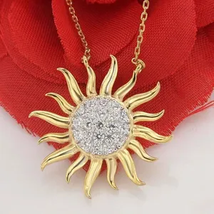 Collier pendentif soleil en moissanite, argent sterling 925 plaqué or, bijoux de luxe à l'aspect diamant pour femmes - Product Image 5