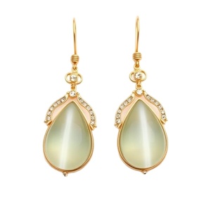 Boucles d'oreilles pendantes en argent sterling 925 plaqué or 18 carats pour femmes - Product Image 1