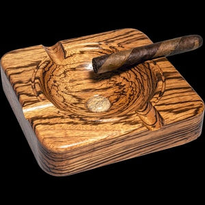 Zebrawood Cigar Ashtray Premium Handcrafted Smokeless Square Aluminum Luxury Smoking Accessory Elegant Tabletop Decor Home - Product Image 2