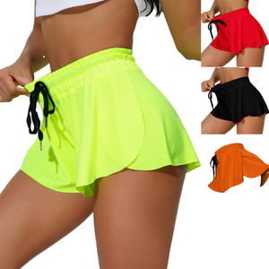 Women High Waist Gym Shorts Regular Fit <b>Drawstring</b> Polyester Spandex Workout Casual Breathable Shorts Custom Logo OEM ODM Wholes - Product Image 2