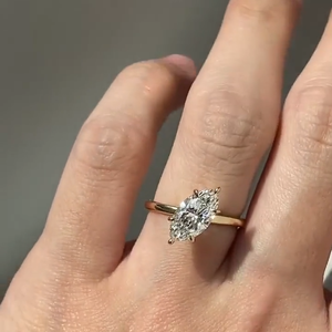 แหวนเพชรเม็ดเดี่ยวทรงมาร์คีส์ 3 กะรัต 6 กรงเล็บ สำหรับผู้หญิง ทองคำแท้ 14K สำหรับงานหมั้นและงานแต่งงาน - Product Image 3