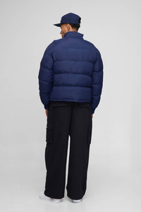 Blouson matelassé en toile personnalisé pour homme, style streetwear, avec col montant, logo personnalisé sur le devant, design à bulles, coupe-vent et respirant pour l'hiver - Product Image 5