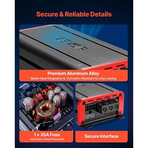 Amplificateur audio de voiture 4 canaux, classe D, stable, bridable, pleine gamme, puissance maximale 4 x 120 W à 4 ohms / 4 x 200 W à 2 ohms, amplificateur complet - Product Image 5