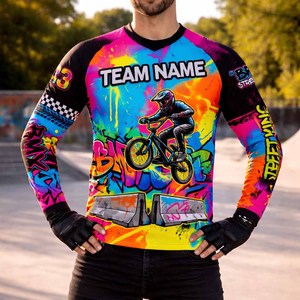 เสื้อเจอร์ซีย์ BMX สำหรับผู้ใหญ่และผู้ชาย เสื้อผ้าปั่นจักรยานแบบสั่งทำพิเศษสำหรับเด็ก ระบายอากาศได้ดี ไซส์พลัส สำหรับเด็กชายและเด็กหญิง เสื้อจักรยาน - Product Image 2