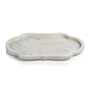 Plateau de service rectangulaire en marbre blanc artisanal avec poignées, décoration moderne pour la maison, plateau en marbre classique pour table basse - Product Image 4
