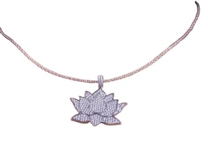 Collar de loto de plata esterlina moissanita para mujeres niñas colgante de flor de loto y otras joyas de diamantes - Product Image 2