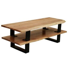 Modern Industrial Wood Coffee <b>Table</b> <b>with</b> Metal Frame and <b>Storage</b> Shelf for Living Room Furniture - Product Image 1