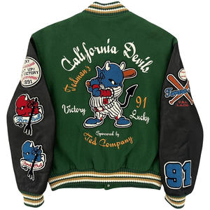 เสื้อแจ็คเก็ตเบสบอลแบบ Letterman สไตล์วาร์ซิตี้ คุณภาพสูง ไซส์ XL สำหรับผู้ชายและผู้หญิง  บุด้วยผ้าวูล วิสโคส และผ้าไหม แขนเสื้อกันน้ำ - Product Image 2