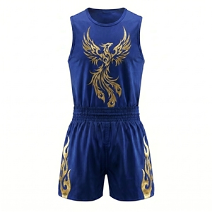 Conjunto de Ropa de Lucha MMA para Hombre con Estampado de Fénix Dorado, Uniforme de Artes Marciales de una Pieza de Poliéster de Secado Rápido - Product Image 1