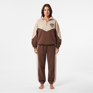 Conjunto de Sudadera de Algodón con Media Cremallera y Pantalones para Mujer, Chándal Personalizado de Invierno Estilo Urbano - Product Image 4