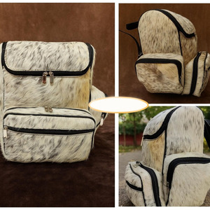 Premium cowhide leather hair on student <b>backpack</b> wholesale supplier OEM custom branding export school bags for sale in low price - Product Image 6