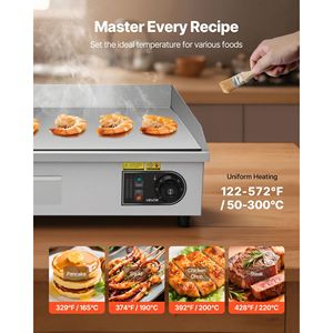 Piastra Elettrica Commerciale 28.54 X 15.75 Pollici, 2800W, 122-570°F, Controllo Temperatura Regolabile, Acciaio Inossidabile con Superficie Metà Liscia e Metà Rigata - Product Image 4