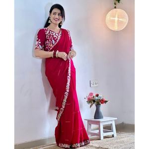 Nuevo Lanzamiento de Fatema Fashion: Sarees y Blusas Premium de Tela Pesada para Fiestas y Festivales, Estilo Indio-Pakistaní Paskitani para Mujer - Product Image 3