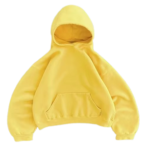 Hoodie personnalisé surdimensionné en molleton doux de coton pour homme, coupe courte, épaules tombantes, style boxy, avec impression en relief - Product Image 5