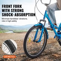 Tricycle pliant pour adulte en acier au carbone bleu de 24 pouces avec grand panier, vélo cruiser à 3 roues, siège réglable, vélo cargo modèle D0100HADKHG