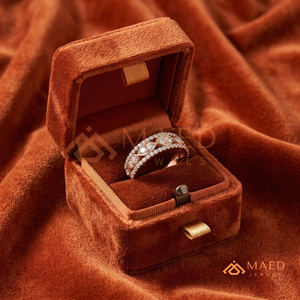 Romantic Rose Gold Marquise Link <b>Ring</b> - 925 <b>Silver</b> Vintage Milgrain Wedding Band - Pave <b>Set</b> Cubic Zirconia Eternity Style <b>Ring</b> - Product Image 2