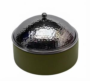 Nouvelle marmite en acier inoxydable, design bois vert, revêtement intérieur blanc, compatible gaz et induction, diamètre 20 cm - Product Image 1