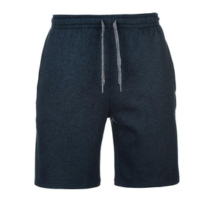 Shorts en coton pour homme, bleu marine, taille élastiquée, style décontracté, couleur unie, tissu tricoté respirant, coupe mi-haute, en vente en ligne - Product Image 1