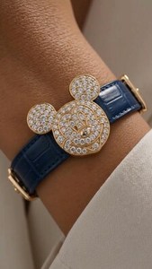 Pulsera de Lujo con Correa de Cuero, Diamantes Cultivados en Laboratorio Inspirados en el Ratón de Dibujos Animados Apricot Jewels, Oro de 14K, Corte Brillante, Certificado IGI, Regalo - Product Image 5