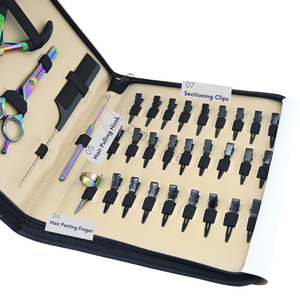 Kit d'outils pour extensions capillaires en acier inoxydable : pinces de maintien robustes, aiguille courbée pour la séparation des mèches, peigne à queue, boucle de fil et bande adhésive - Product Image 4
