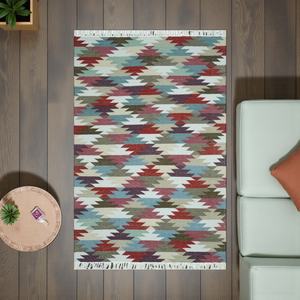 Tapis Kilim persan fait main en laine, tissage plat, motif en zigzag, écologique, à poils ras, multicolore - Product Image 2