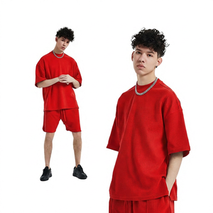 Men's Oversized Solid Color Short Sleeve Knitted T-<b>Shirt</b> O-Neck Casual Breathable Style - Product Image 6