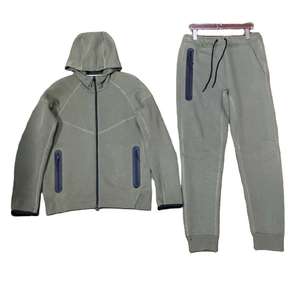 Reflective Winter Mens Tracksuit Solid Color <b>Hoodie</b> & Jogger Set Breathable Eco-Friendly <b>Lightweight</b> Polyester Sportswear - Product Image 1