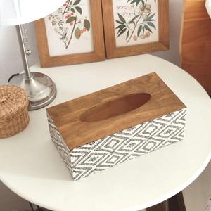 Boîte à mouchoirs en bois imprimée artisanale, décorative, pour boutiques de décoration, vente en gros, étui de rangement - Product Image 2