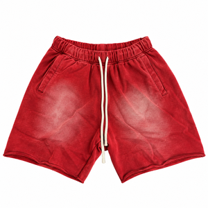 <b>Pink</b> <b>Men's</b> Cotton Acid wash <b>Shorts</b> With Drawstring Waist And Pockets Casual Solid Color Knitted <b>Shorts</b> Mid Waist Breathable - Product Image 5