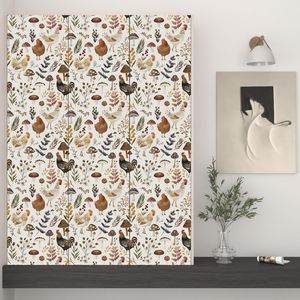 Papel Tapiz Autoadhesivo con Diseño de Gallo de Granja Beige, 17.5 x 118 Pulgadas, Papel de Contacto Removible con Diseño Floral, de Hojas y de Hongos, Mural de Estilo Pastoral - Product Image 3