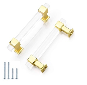Poignée longue moderne de luxe en laiton massif pour meubles transparents en acrylique, idéale pour les portes de cuisine et d'armoires – En promotion - Product Image 1