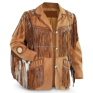 OEM 2025 nuevo diseño chaqueta marrón con flecos para hombre transpirable de talla grande bajo Moq hecho a medida chaquetas con flecos de moda de cuero auténtico - Product Image 6
