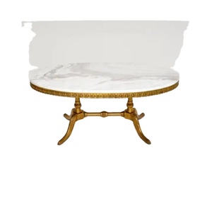 โต๊ะกาแฟหินอ่อนสีขาวทองเหลือง - Product Image 1