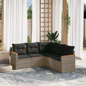 Conjunto de Sofás de Jardín de Ratán PE Gris y Acero con Recubrimiento en Polvo, Muebles de Exterior Duraderos - Product Image 1