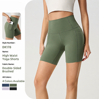 Shorts de yoga taille haute pour femme avec poches latérales, effet push-up, contrôle du ventre, extensibles, pour le fitness et le cyclisme