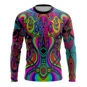 Unisex Fitted Long Sleeve Compression Shirt Sublimation Print Dark Psychedelic <b>Skull</b> Design Quick Dry Lightweight Breathable MMA - Product Image 6