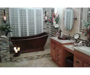 Bañera Ovalada Ecológica de Metal Hecha a Mano con Estilo Rústico de Latón y Marco de Aluminio para Hoteles - Product Image 5