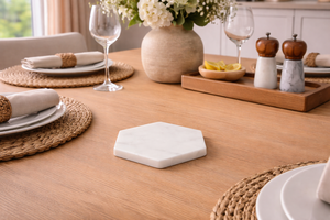 Natural <b>White</b> Marble Drink <b>Coaster</b> Set - Product Image 2