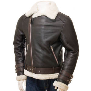 Chaqueta de Moto de Cuero Genuino para Hombre 2026 con Forro de Piel Sintética, Cierre de Cremallera, Abrigo de Invierno Cálido para Motociclista, Ajuste Regular, Prenda de Cuero Grueso - Product Image 1
