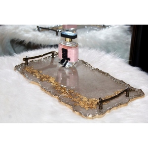 Bandeja de Servir Moderna de Resina con Asas, Bandeja Decorativa de Resina para el Hogar, Cocina y Restaurante a un Precio Accesible - Product Image 1