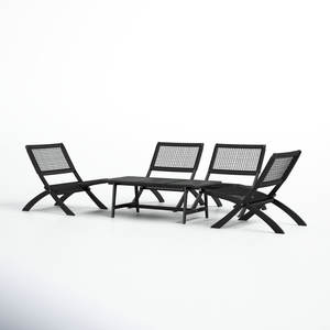 Grupo de asientos de muebles de patio sin brazos de 5 piezas - Product Image 4