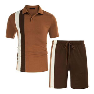 2026 Custom Casual Summer 2 <b>PC</b> Sweat Suit Knitted Polo Shirt & Shorts <b>Set</b> Short Sleeve Printed Pattern <b>sets</b> for Men - Product Image 1