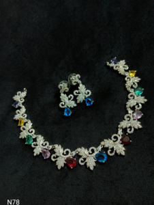 Conjunto de joyería nupcial de diamante americano clásico, collar y pendientes de dos piezas para boda, estilo clásico de moda - Product Image 5