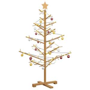 Sapin de Noël en bois de pin massif avec support, 49,21 pouces, marron, sapin de Noël en bois massif - Product Image 3
