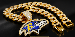 Gold Plated Sports Pendant Necklace Rhinestone Detailed Hip Hop Charm Chain Jewelry for Men Women - Product Image 4