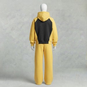 Ensemble de survêtement unisexe 2 en 1, imprimé uni, écologique, à capuche, sweat-shirt et pantalon de jogging long, vêtements de sport décontractés, noir - Product Image 2